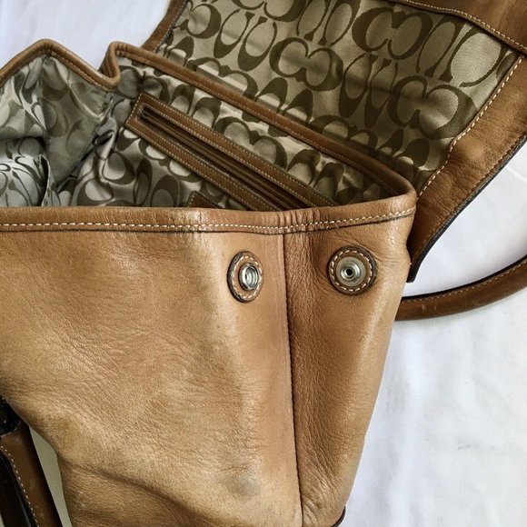 COACH Hampton‎ Soho Light Tan Genuine Leather Satchel Shoulder Bag H3S-9550 - Picture 9 of 14